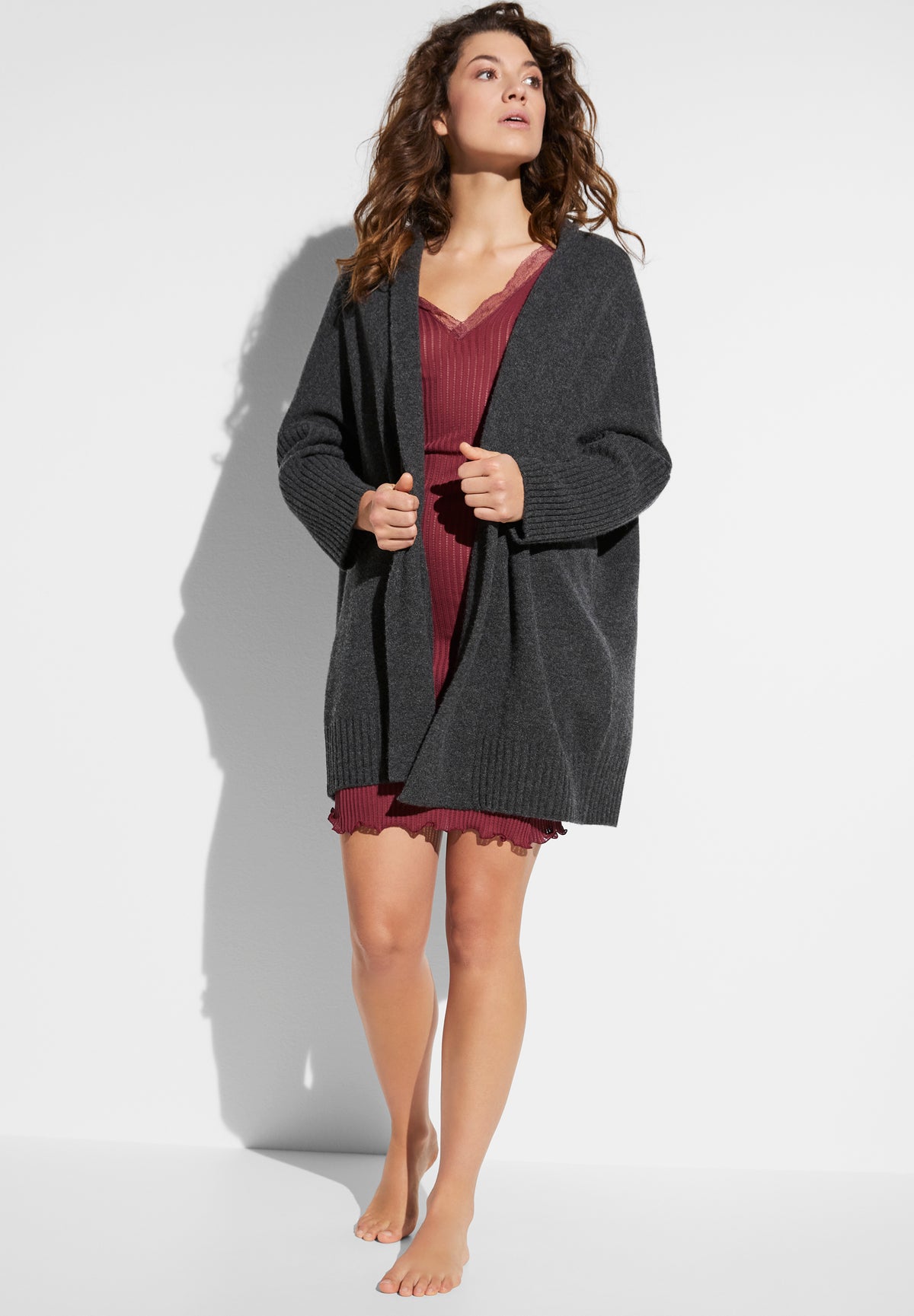 Luxury Cashmere | Poncho - anthrazit