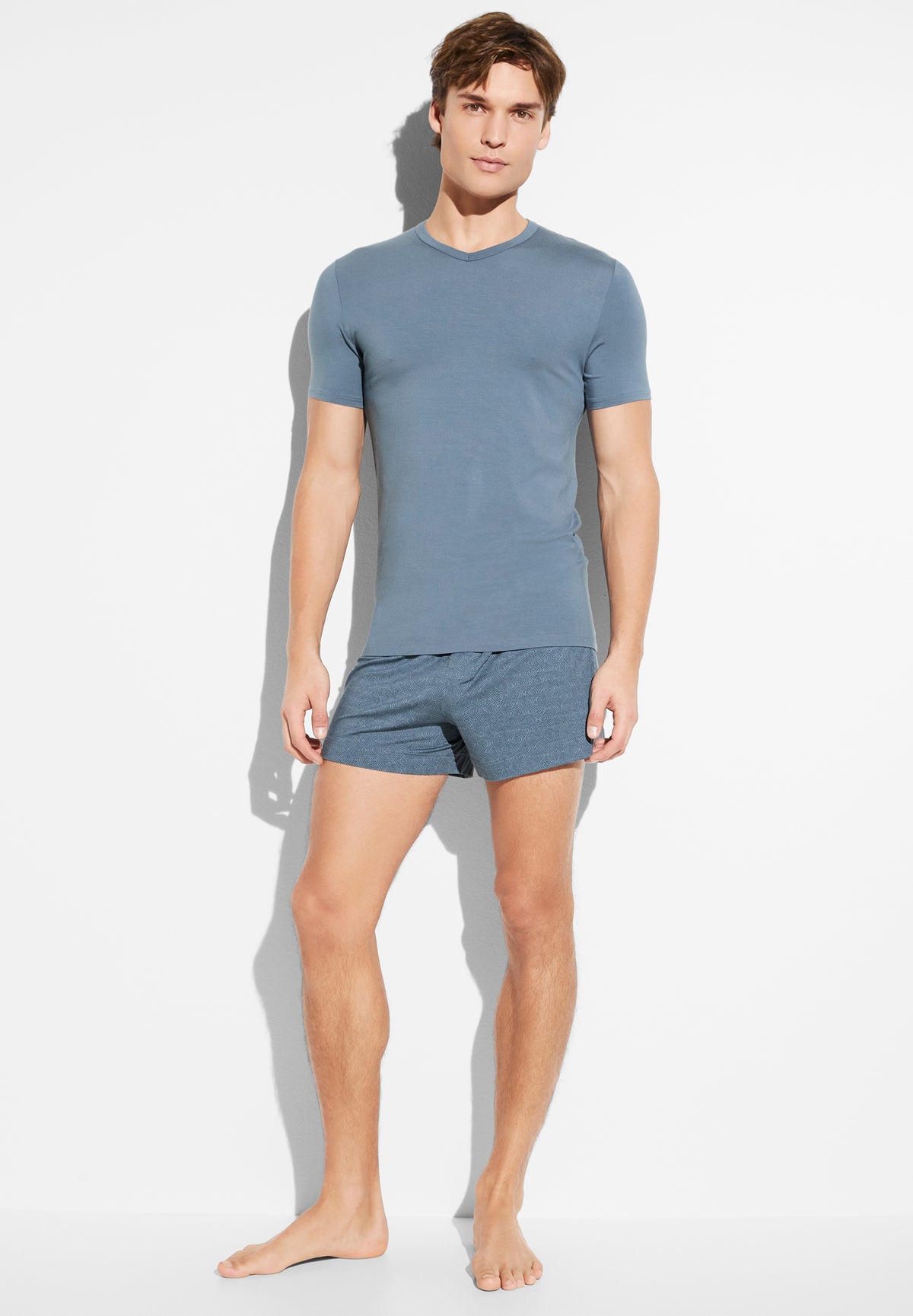 Pureness | T-Shirt Short Sleeve V-Neck - blue slate