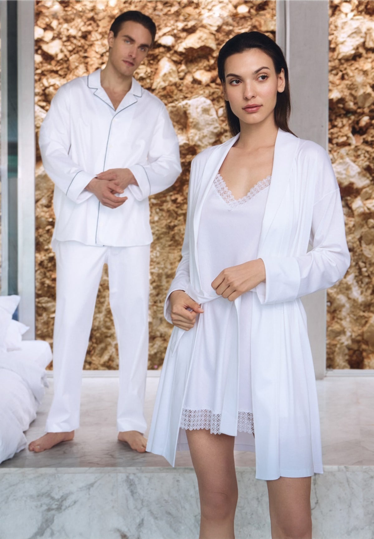 Luxury Jacquard | Pyjama lang - weiss