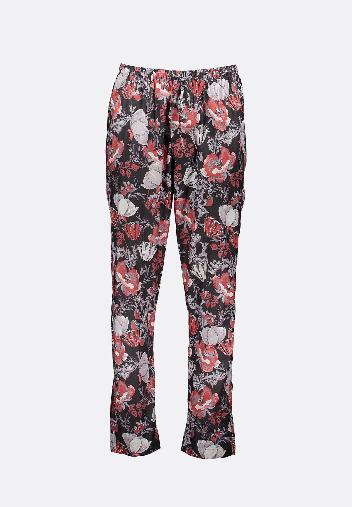 Cotton Sateen Print | Pants Long - anthrazit