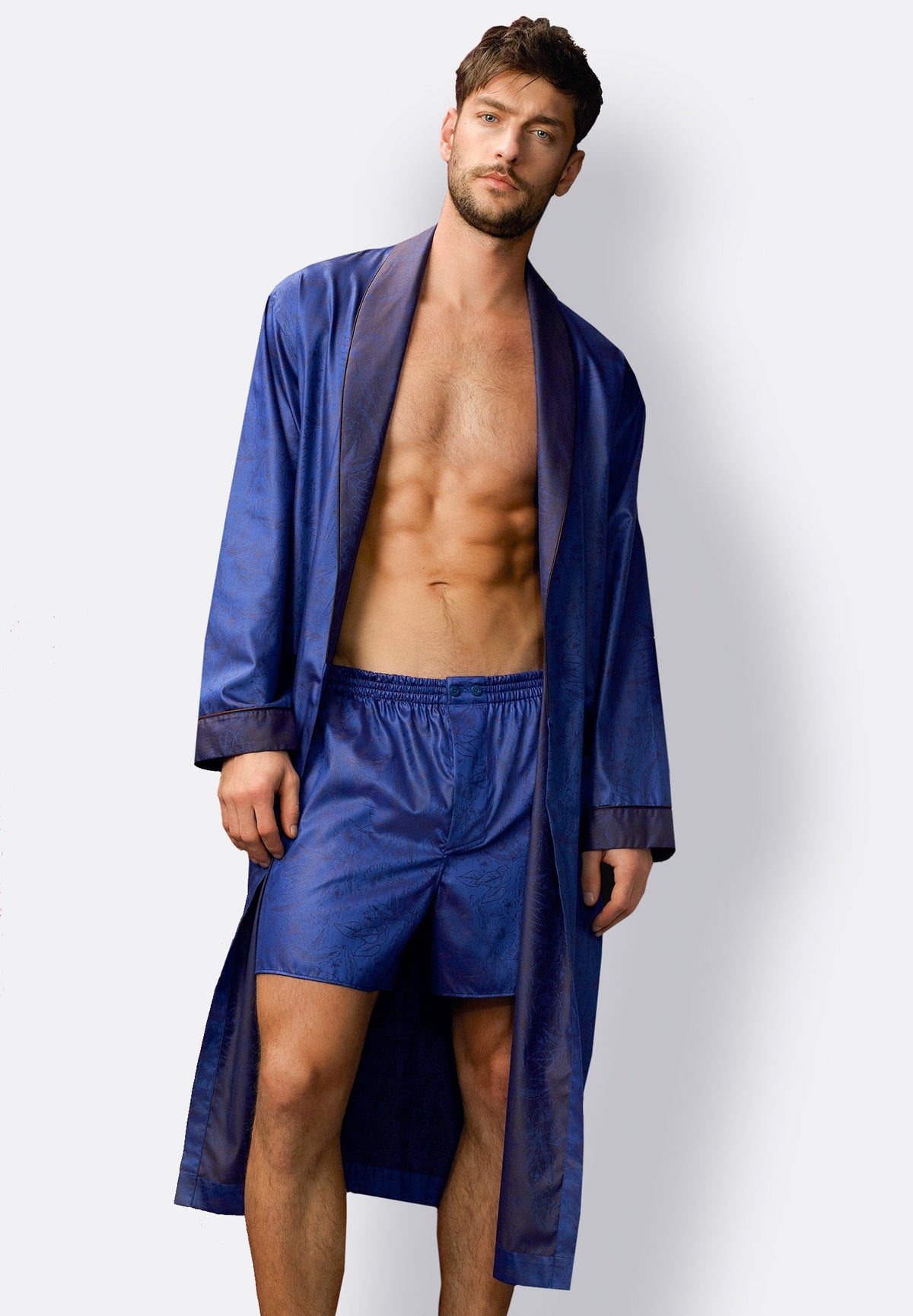 Luxury Jacquard | Robe Long - blue / brown