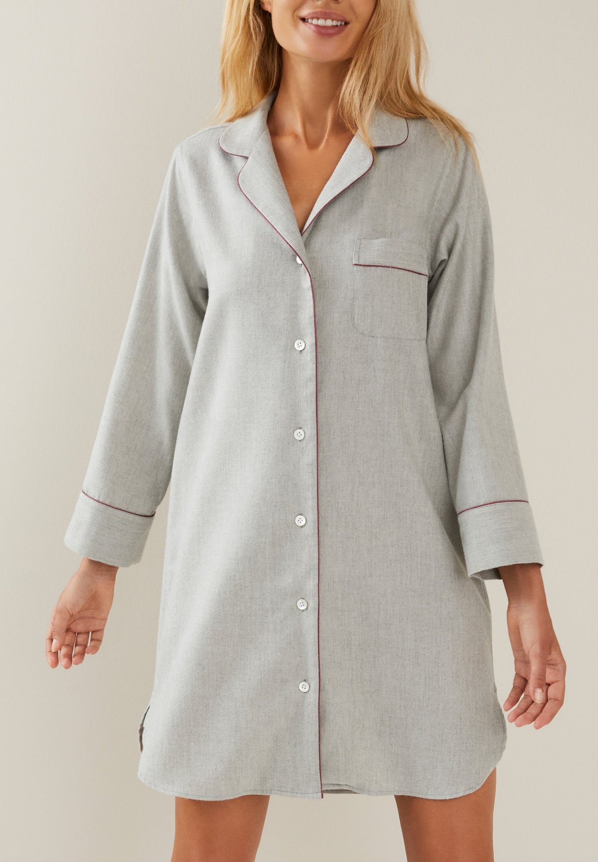 Cozy Flannel | Sleepshirt Long Sleeve - silver