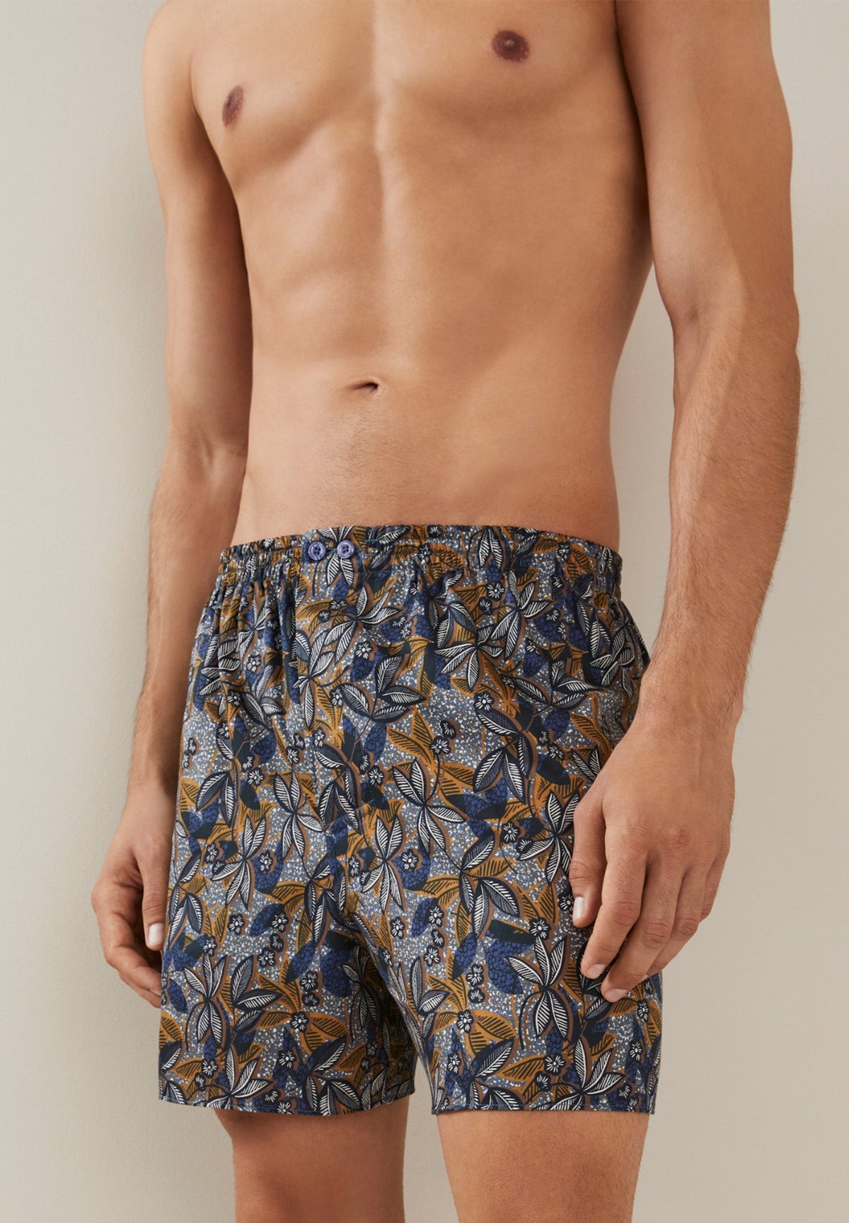 Cotton Sateen Print | Boxer Shorts - dark blue