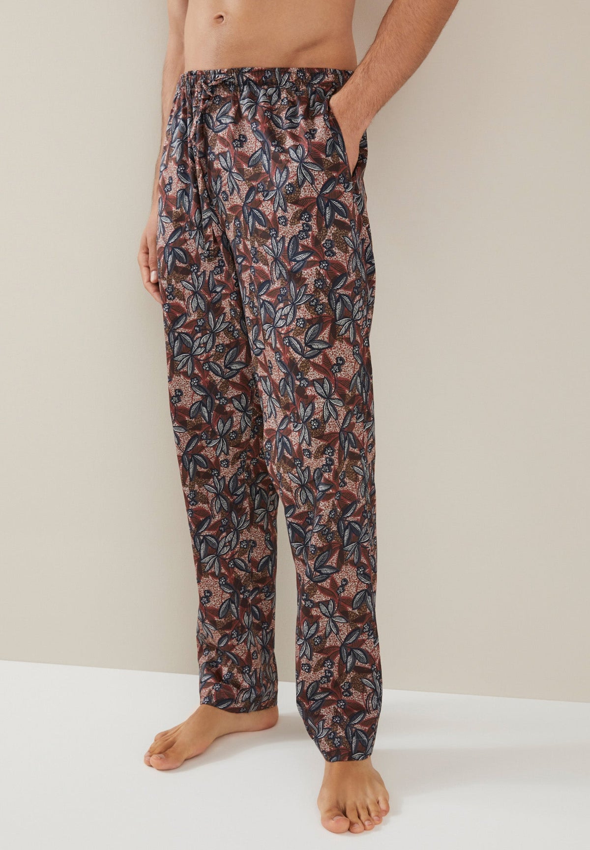 Cotton Sateen Print | Pants Long - dark grey