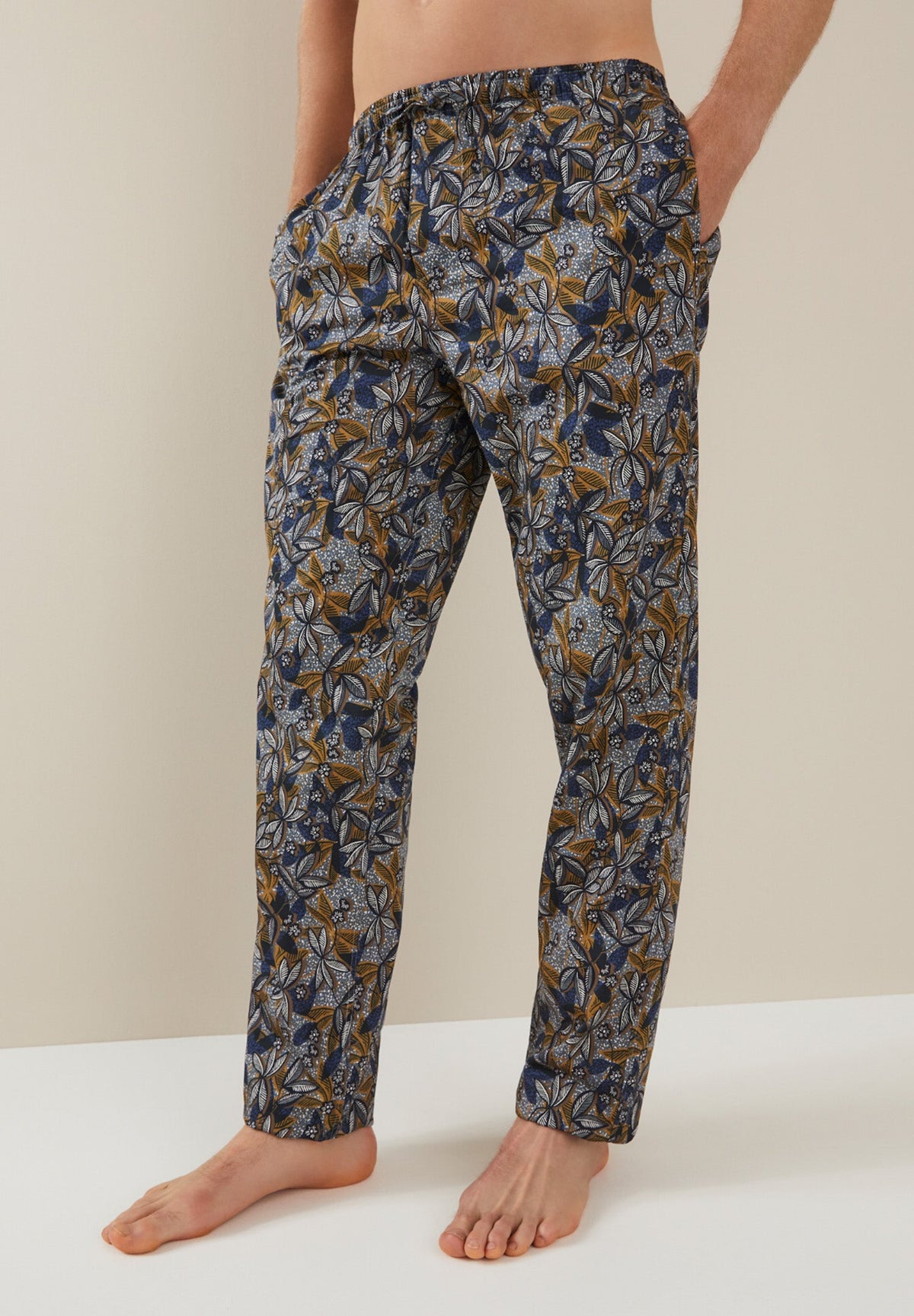 Cotton Sateen Print | Pantalon - dark blue