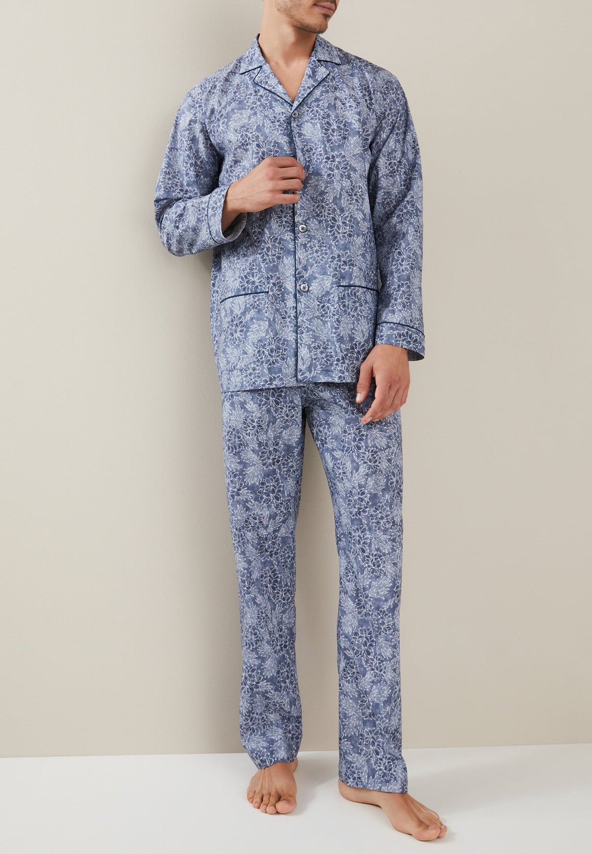 Cotton Poplin Print | Pyjama lang - denim blue