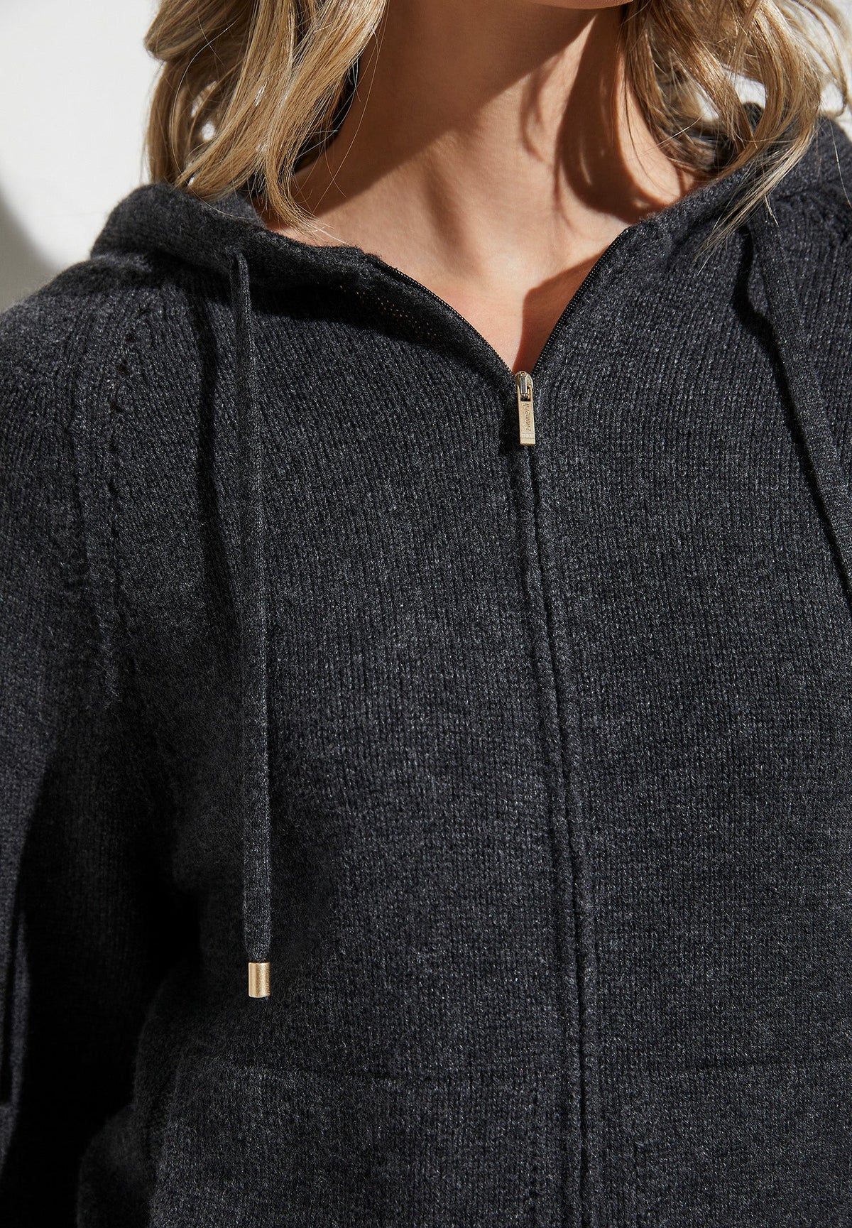 Flat Knit | Jacke - dark grey mélange