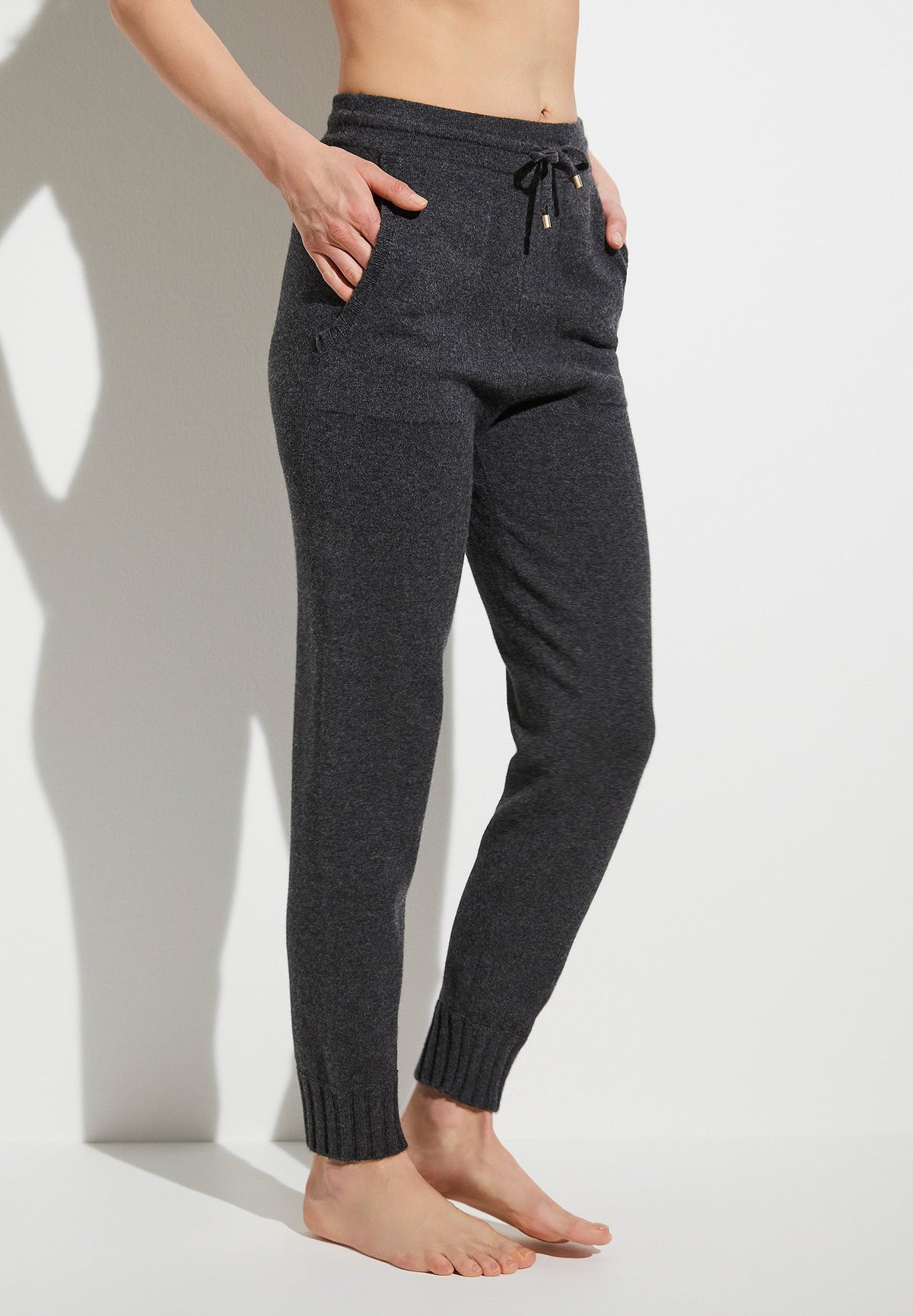 Flat Knit | Pantalon - dark grey mélange