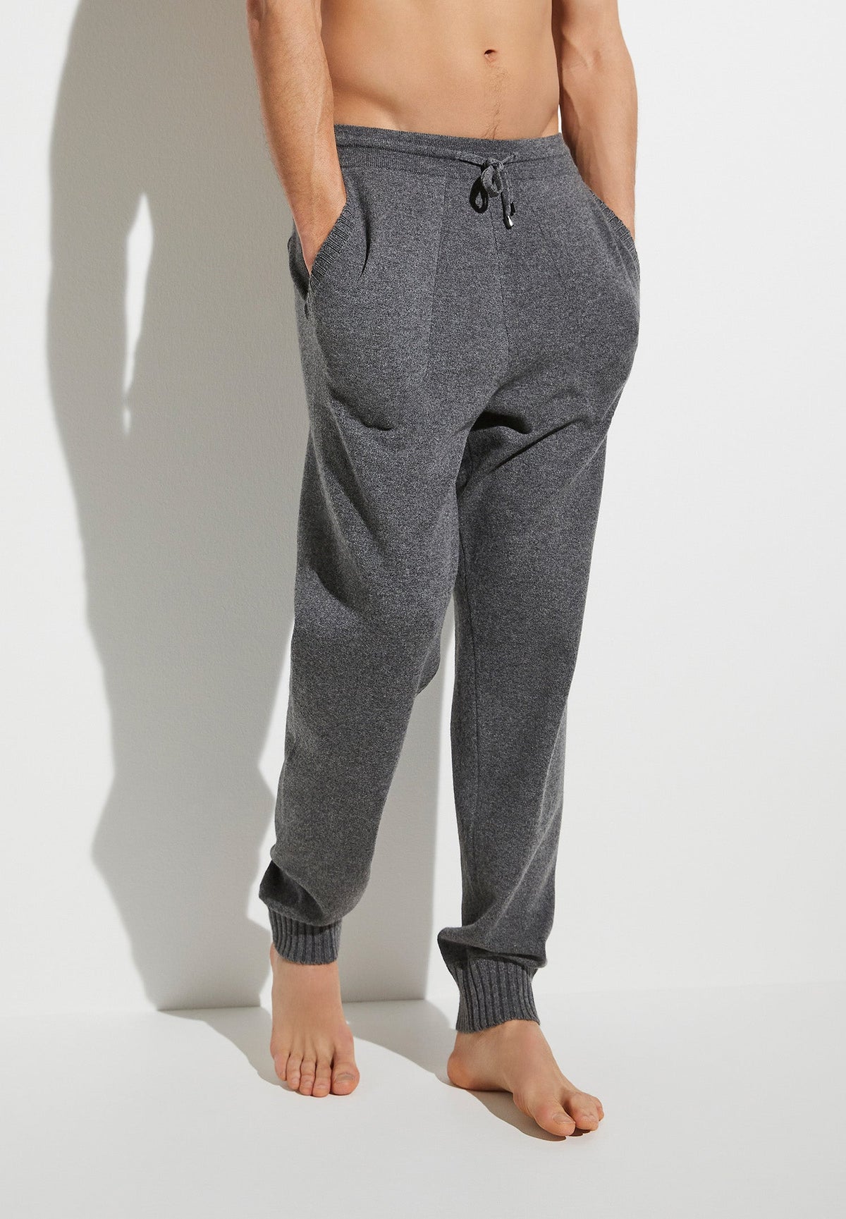 Flat Knit | Hose lang - grey mélange