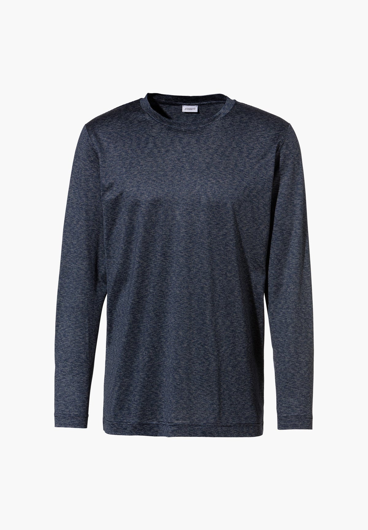 Cotton/Silk Stripes | T-Shirt Long Sleeve - navy