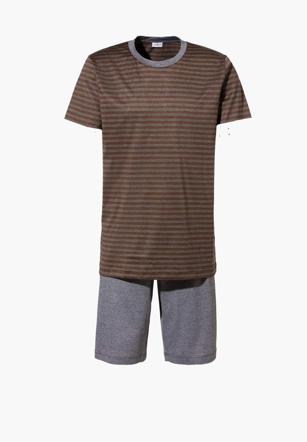 Silk/Cotton Stripes X Sea Island | Pyjama kurz - brown stripes