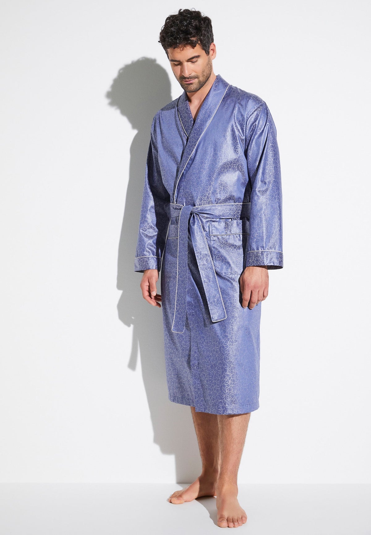 Luxury Jacquard | Robe de chambre longue - blue