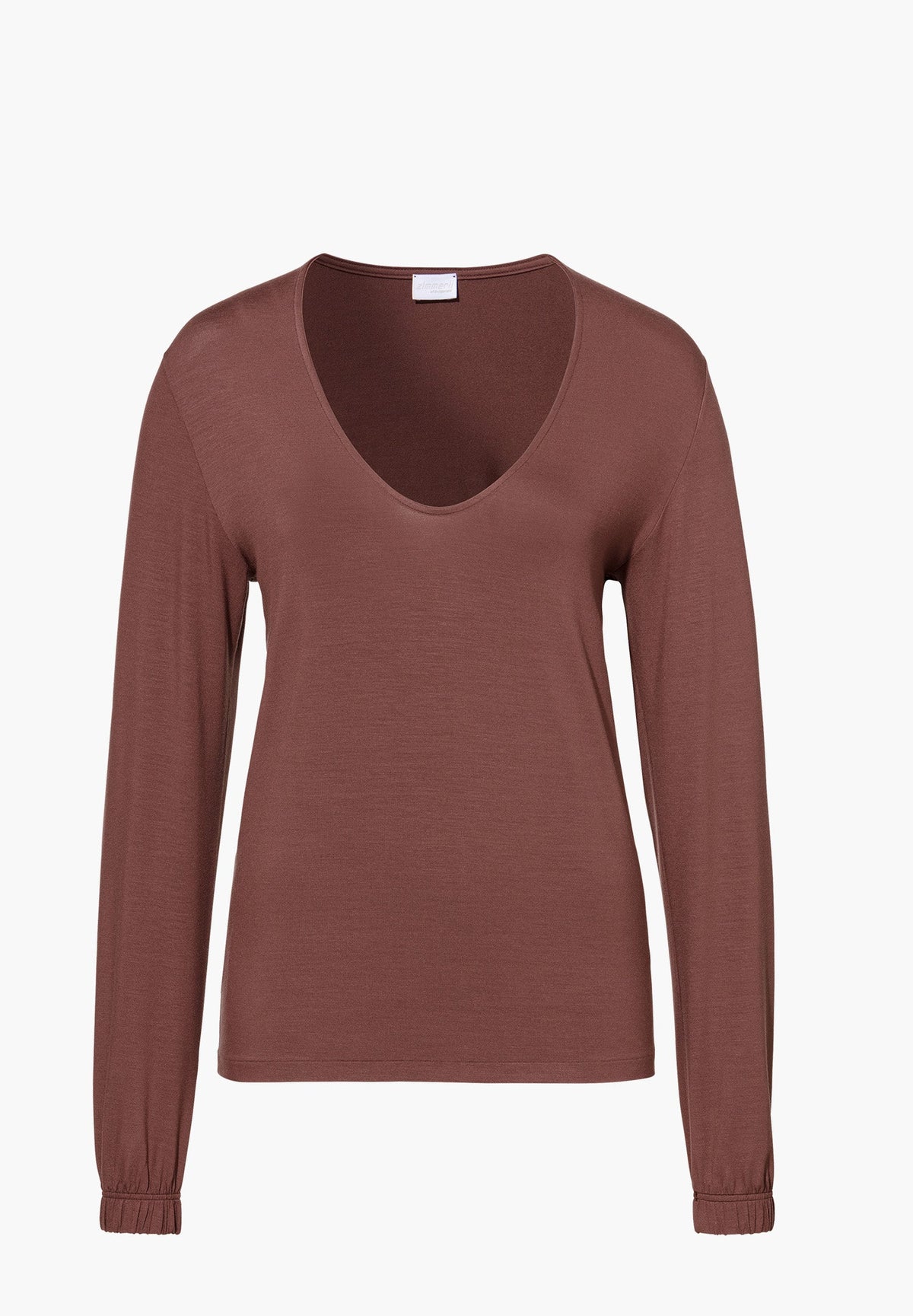 Pureness | T-Shirt Long Sleeve V-Neck - marron