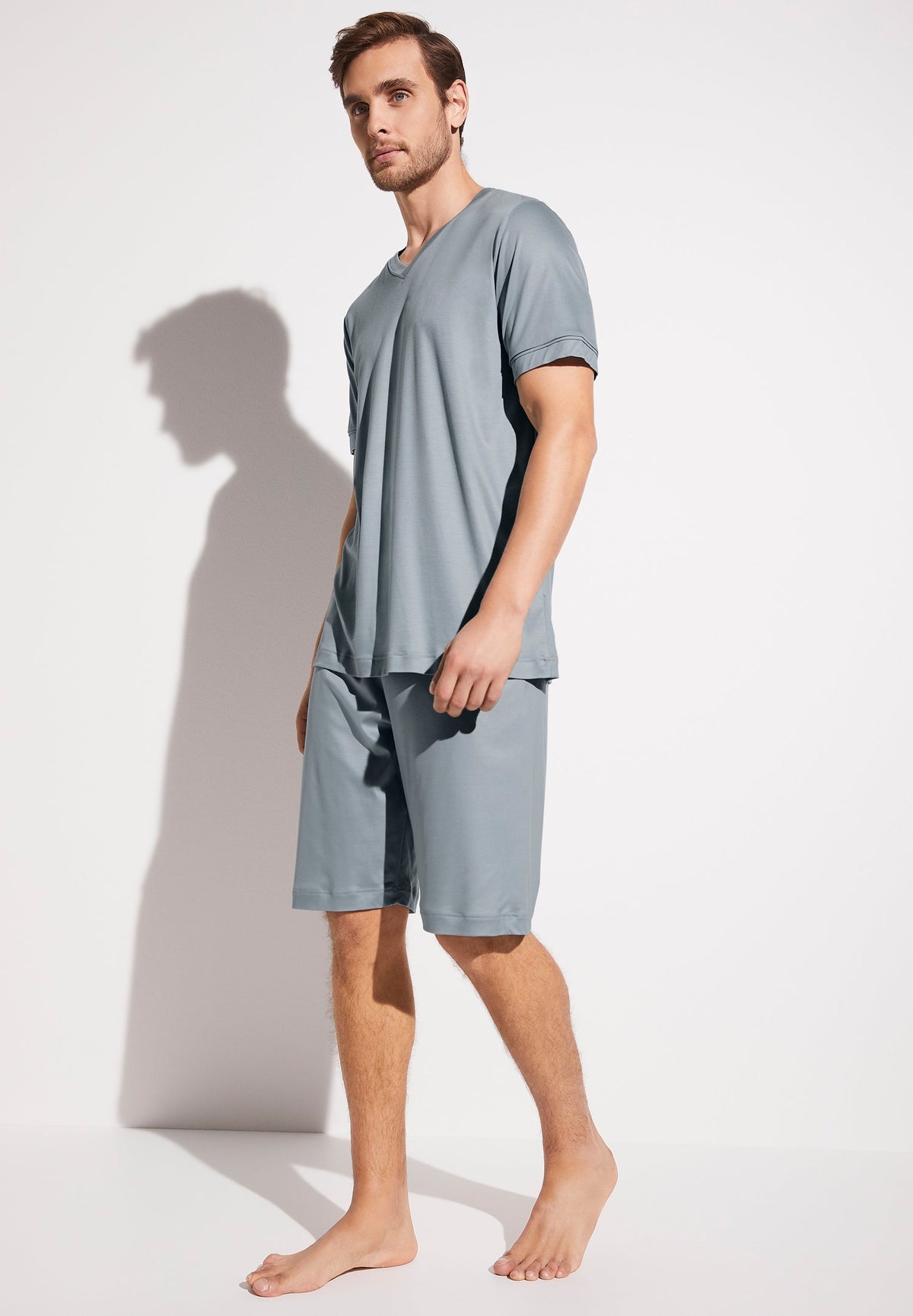 Sustainable Luxury | Pyjama kurz - blue grey