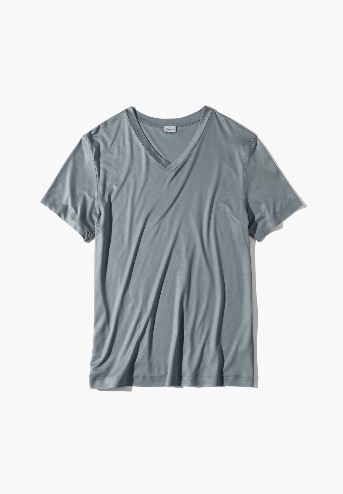 Sustainable Luxury | T-Shirt Short Sleeve V-Neck - blue grey