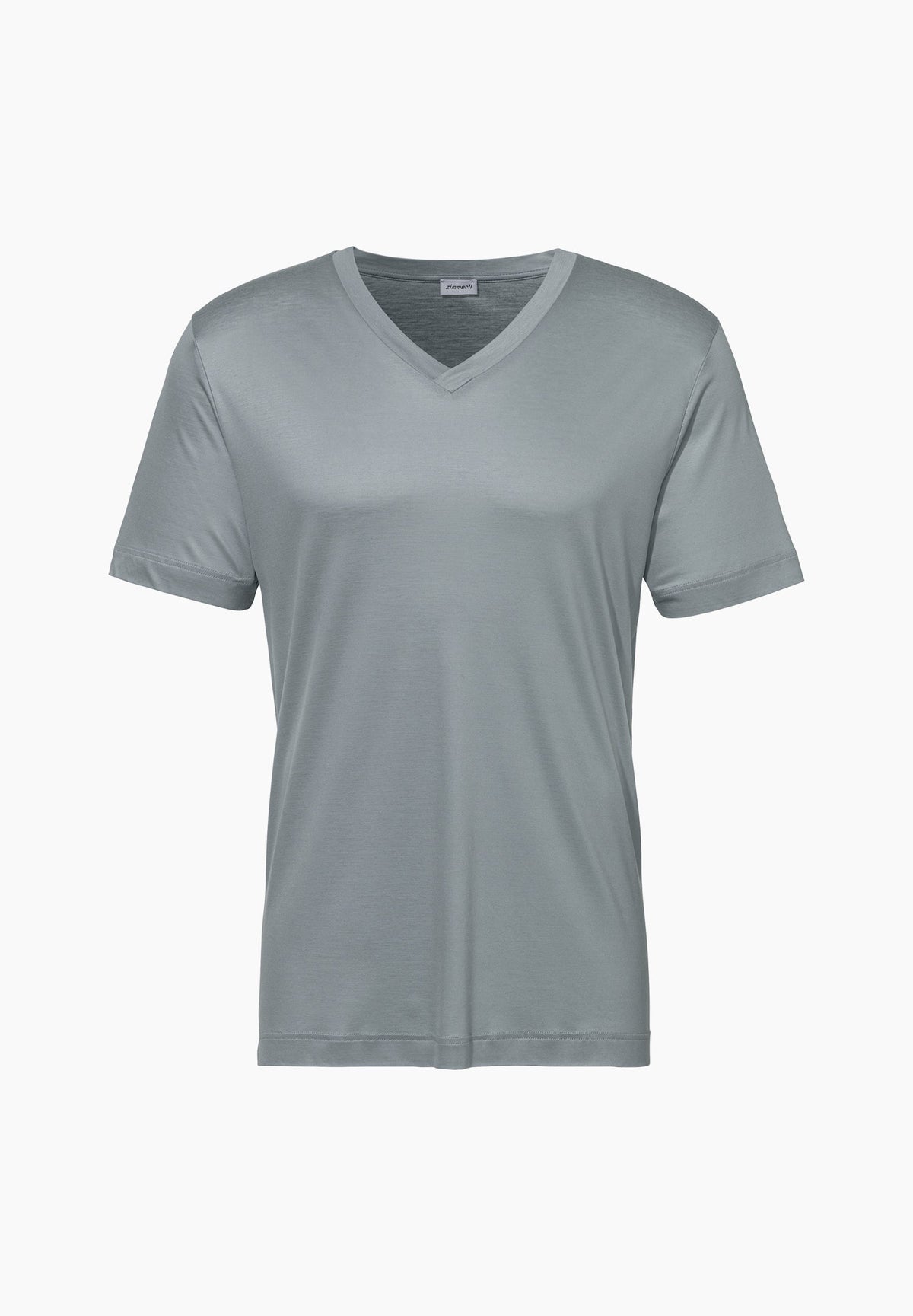 Sustainable Luxury | T-Shirt kurzarm V-Ausschnitt - blue grey