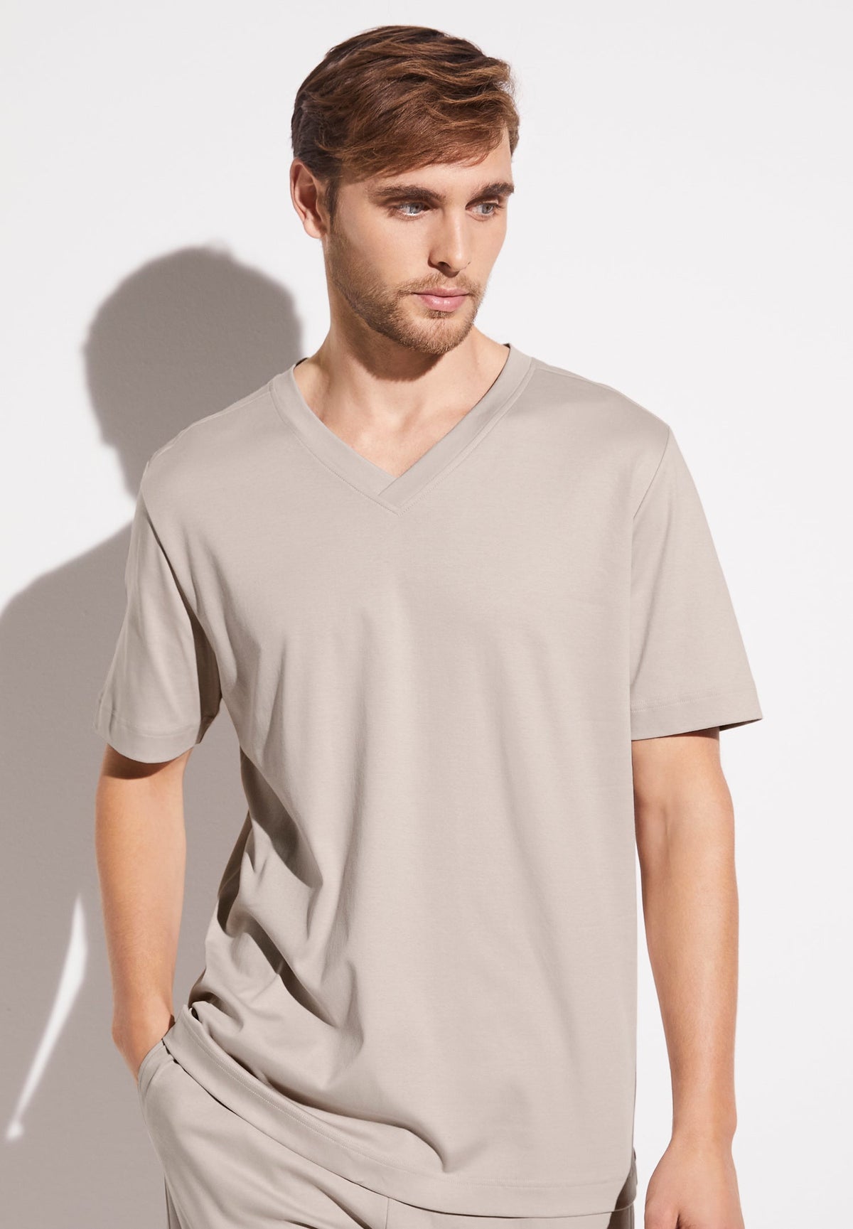 Supreme Green Cotton | T-Shirt Short Sleeve V-Neck - sand dust