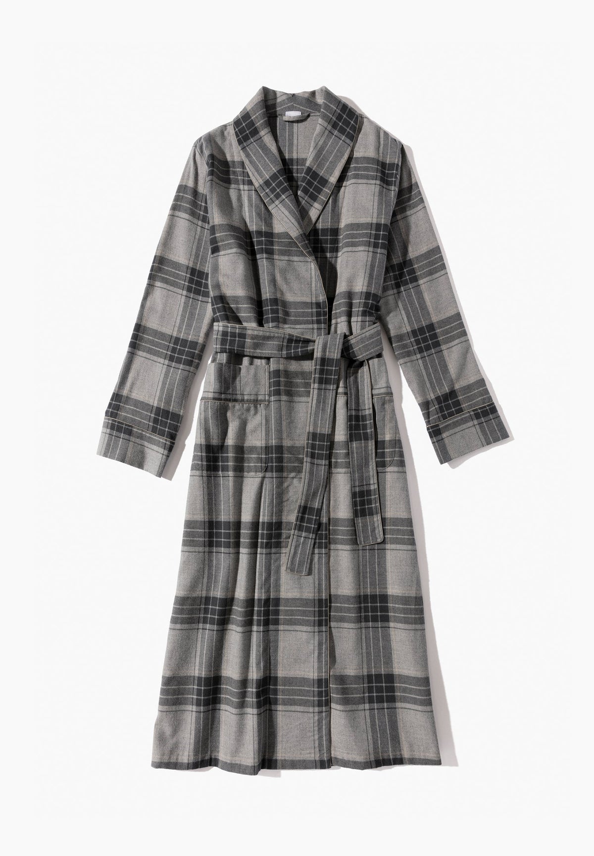 Cozy Flannel | Morgenmantel lang - grey check