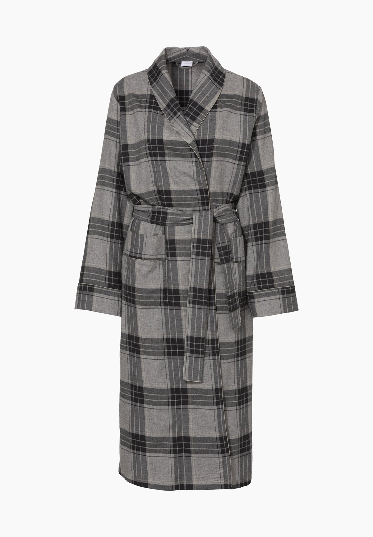 Cozy Flannel | Morgenmantel lang - grey check