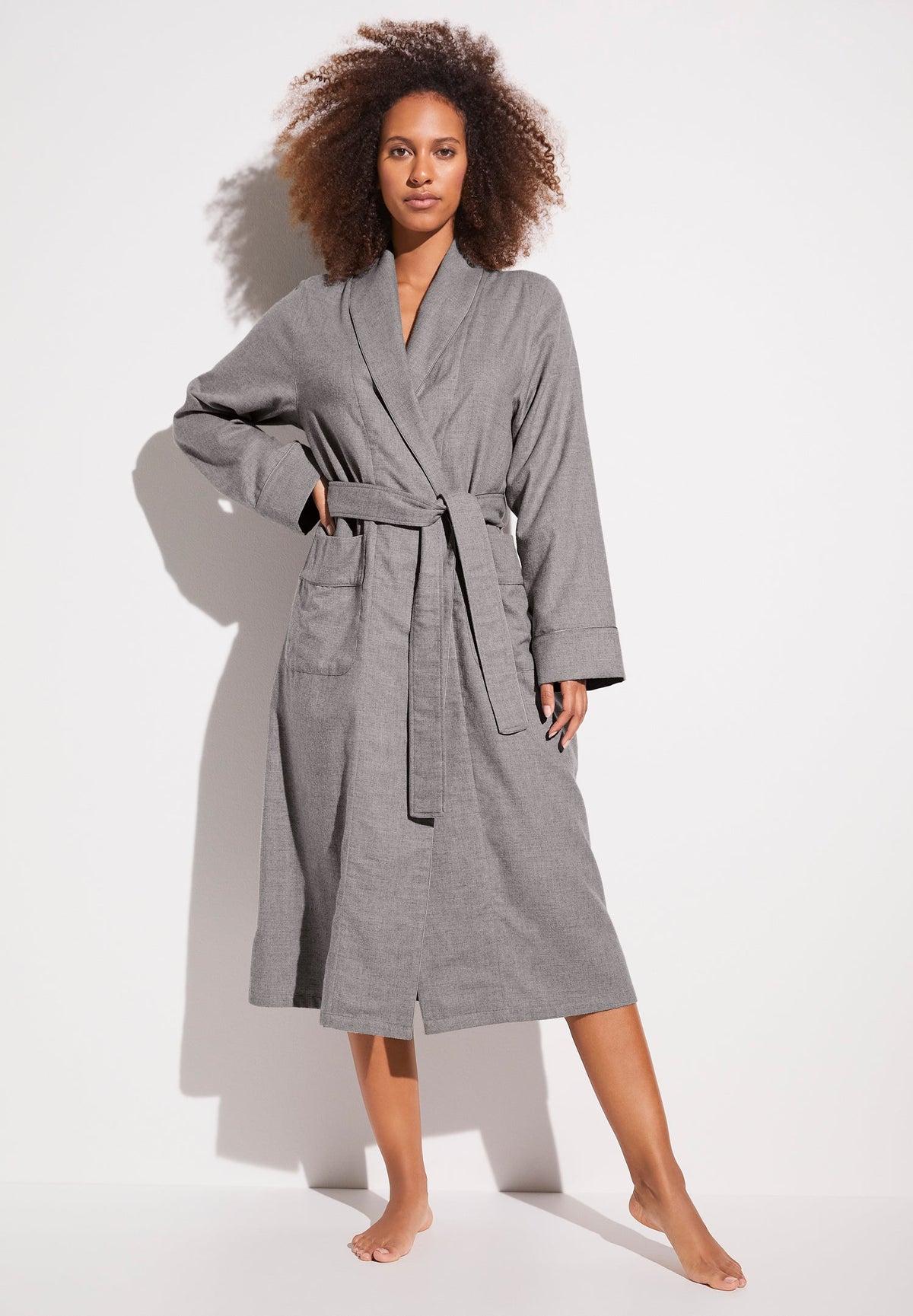 Cozy Flannel | Robe Short - grey