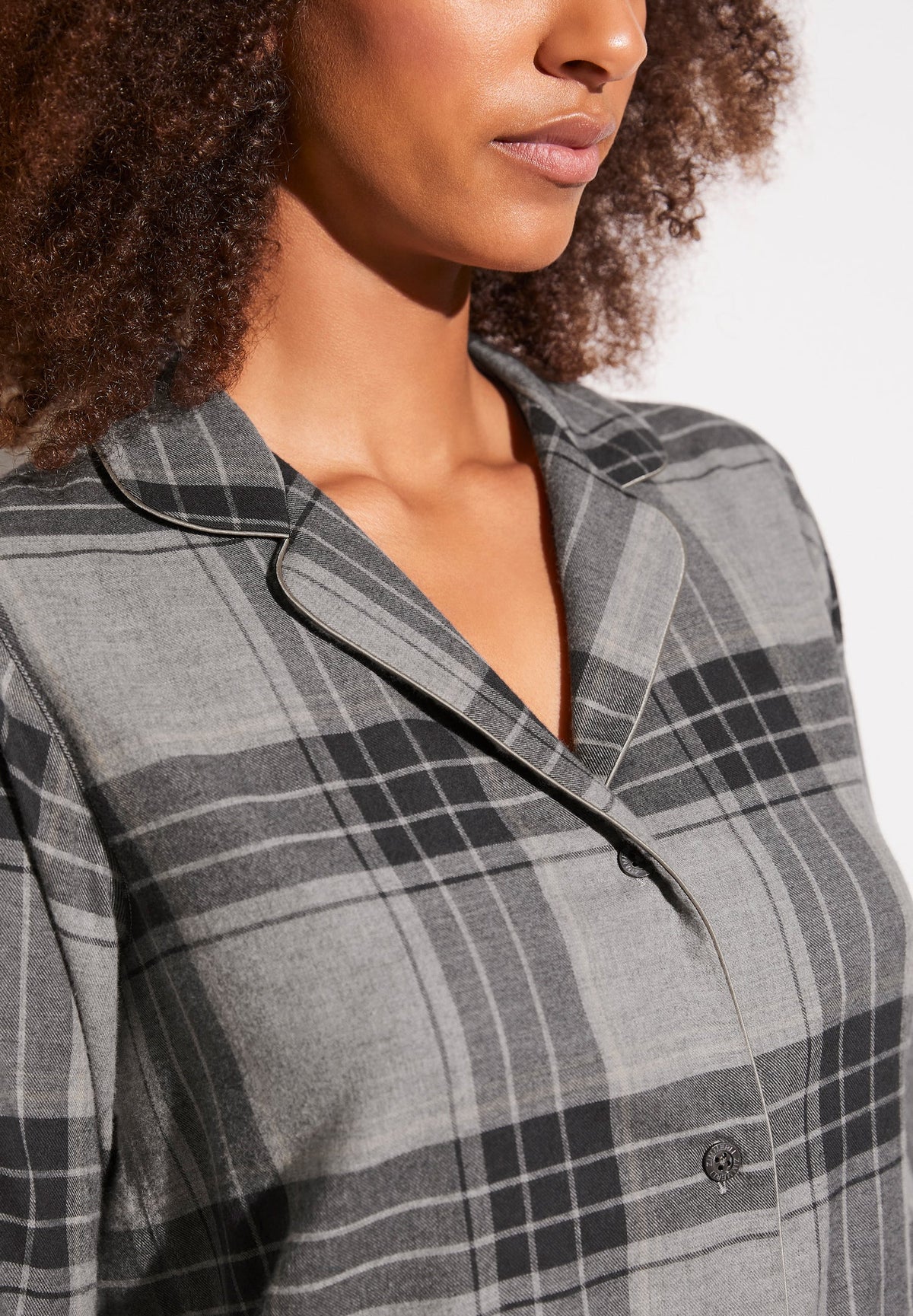 Cozy Flannel | Sleepshirt langarm - grey check