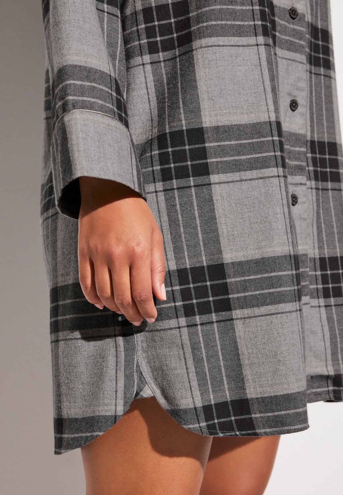 Cozy Flannel | Sleepshirt langarm - grey check