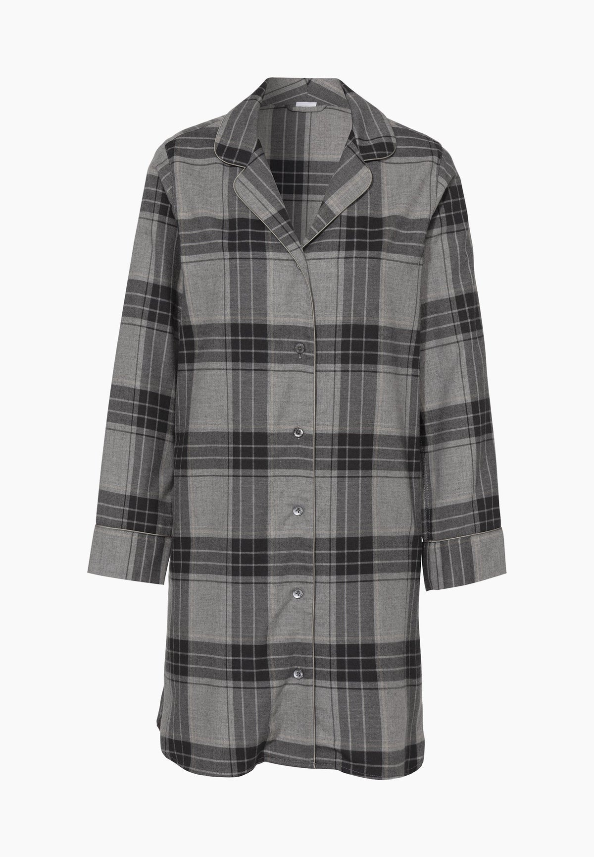 Cozy Flannel | Sleepshirt Long Sleeve - grey check