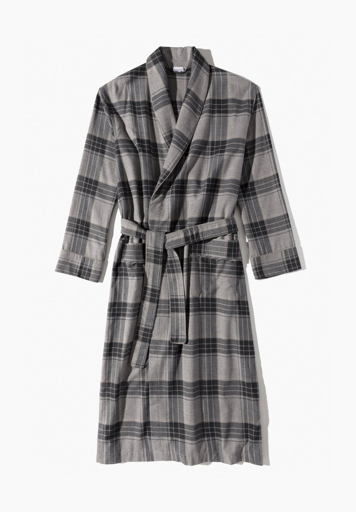 Cozy Flannel | Morgenmantel lang - grey check