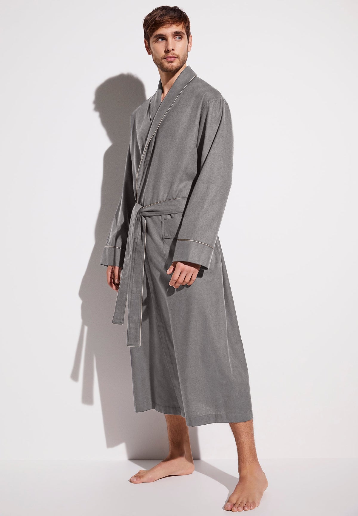 Cozy Flannel | Robe Short - grey