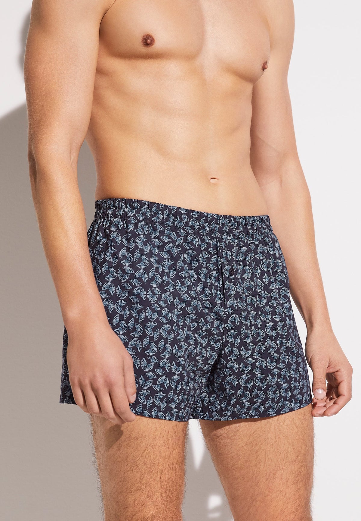 Cotton Poplin Print | Boxer Shorts - blue