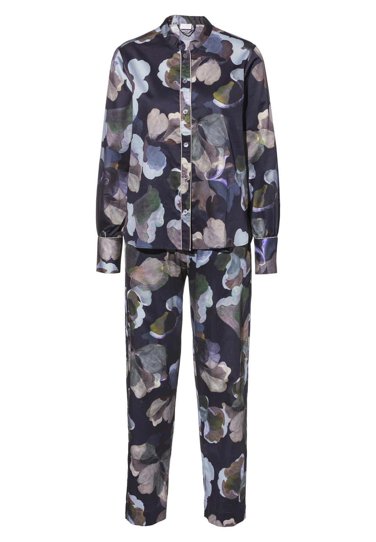 Cotton Sateen Print | Pyjama Long - florals blue