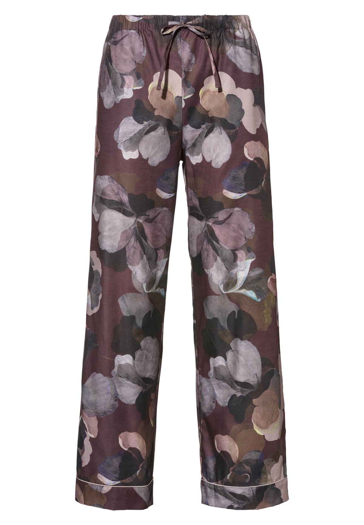 Cotton Sateen Print | Pants Long - florals brown