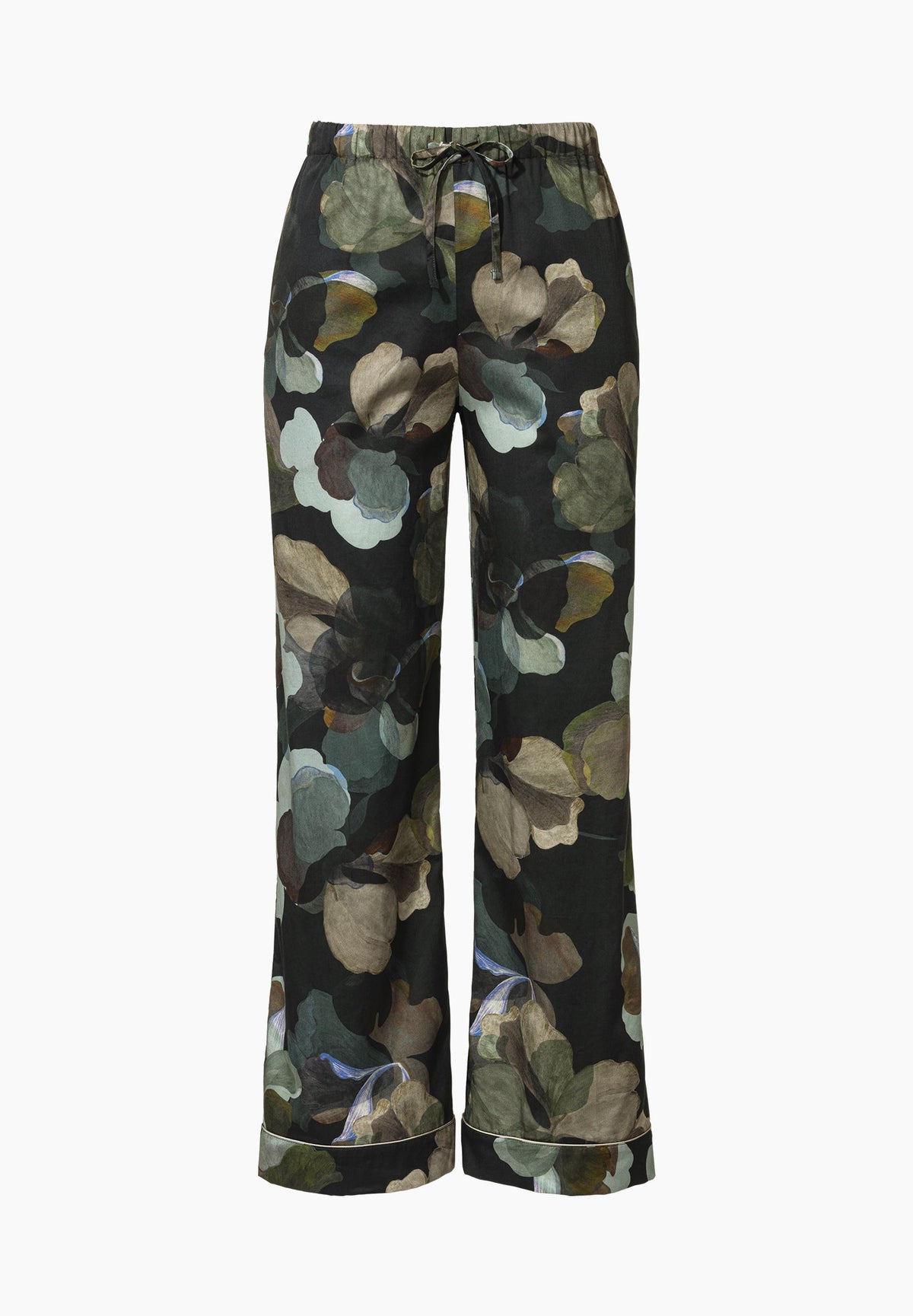 Cotton Sateen Print | Pants Long - florals blue