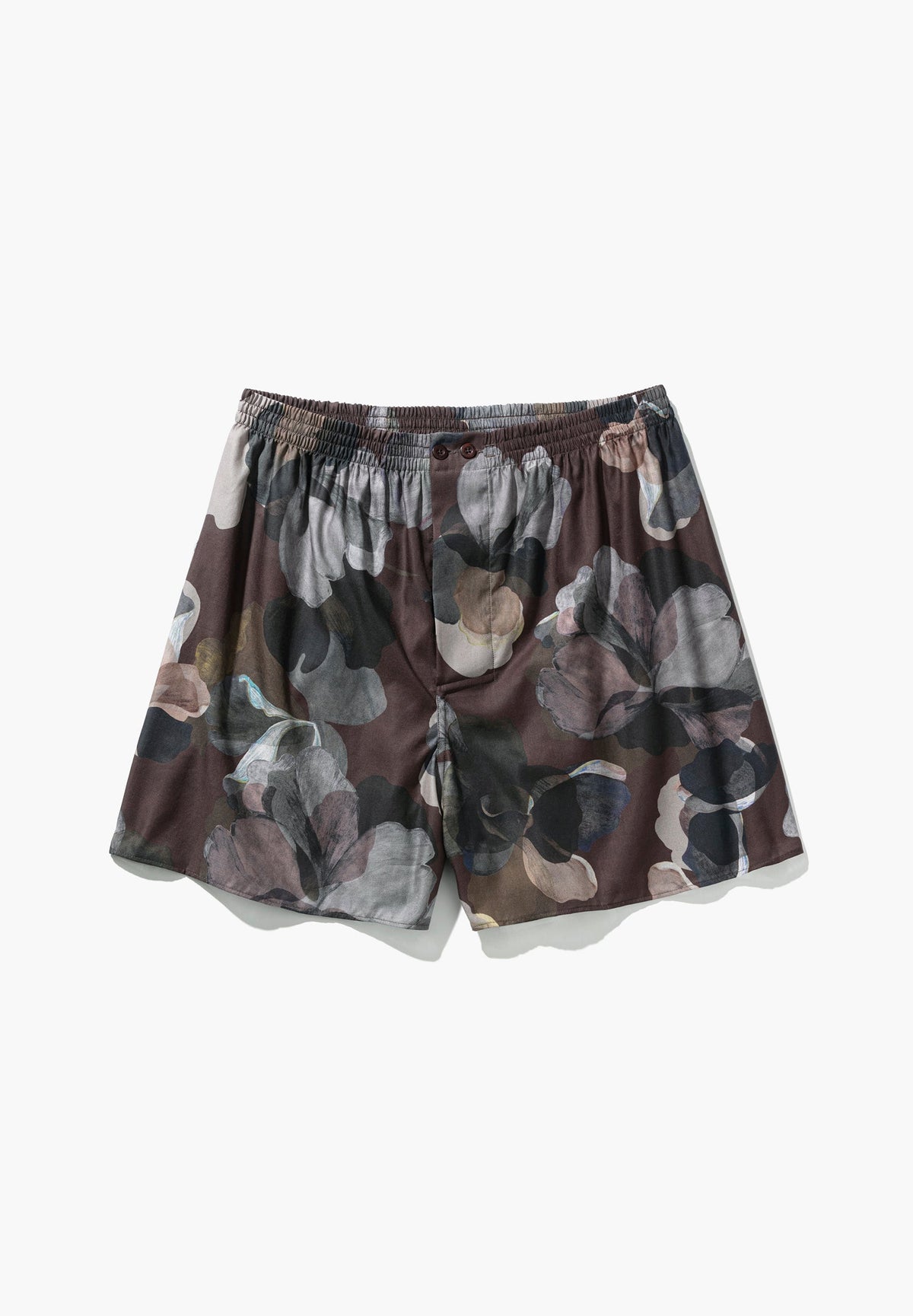 Cotton Sateen Print | Boxer Shorts - florals brown