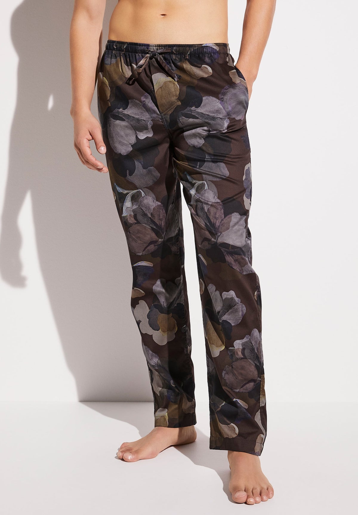 Cotton Sateen Print | Pants Long - florals brown