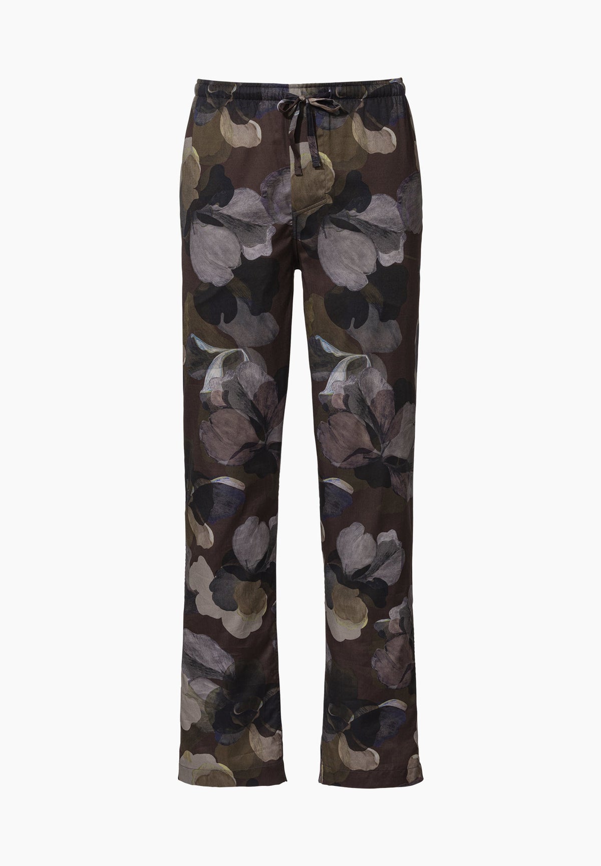 Cotton Sateen Print | Pants Long - florals brown