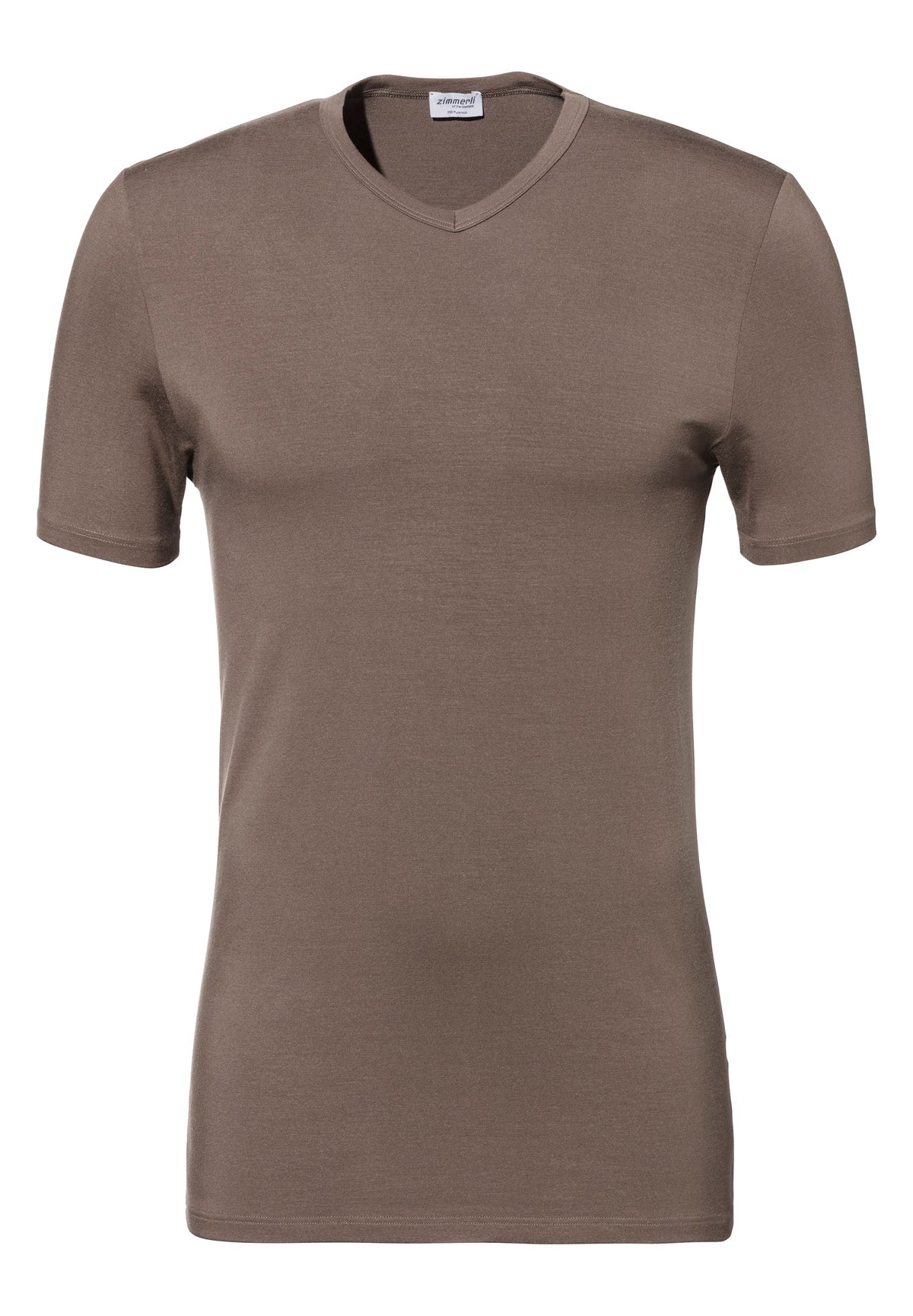 Pureness | T-Shirt kurzarm V-Ausschnitt - walnut