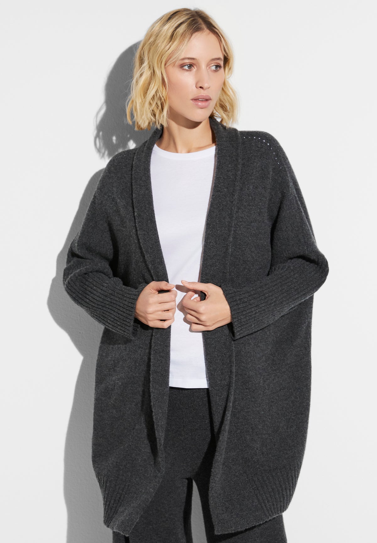 Luxury Cashmere | Poncho - anthrazit