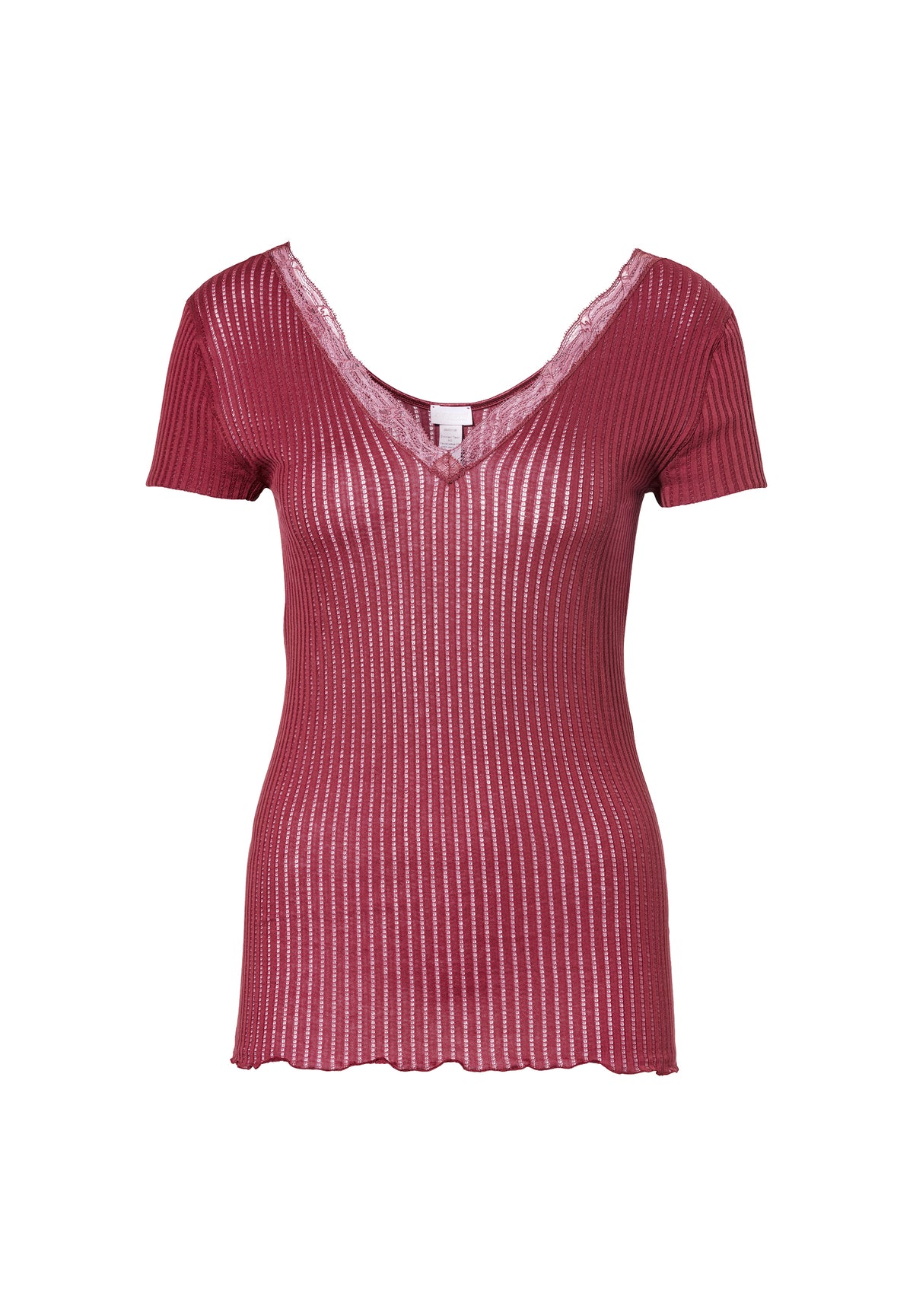 Maude Privé | T-Shirt kurzarm V-Ausschnitt - cranberry