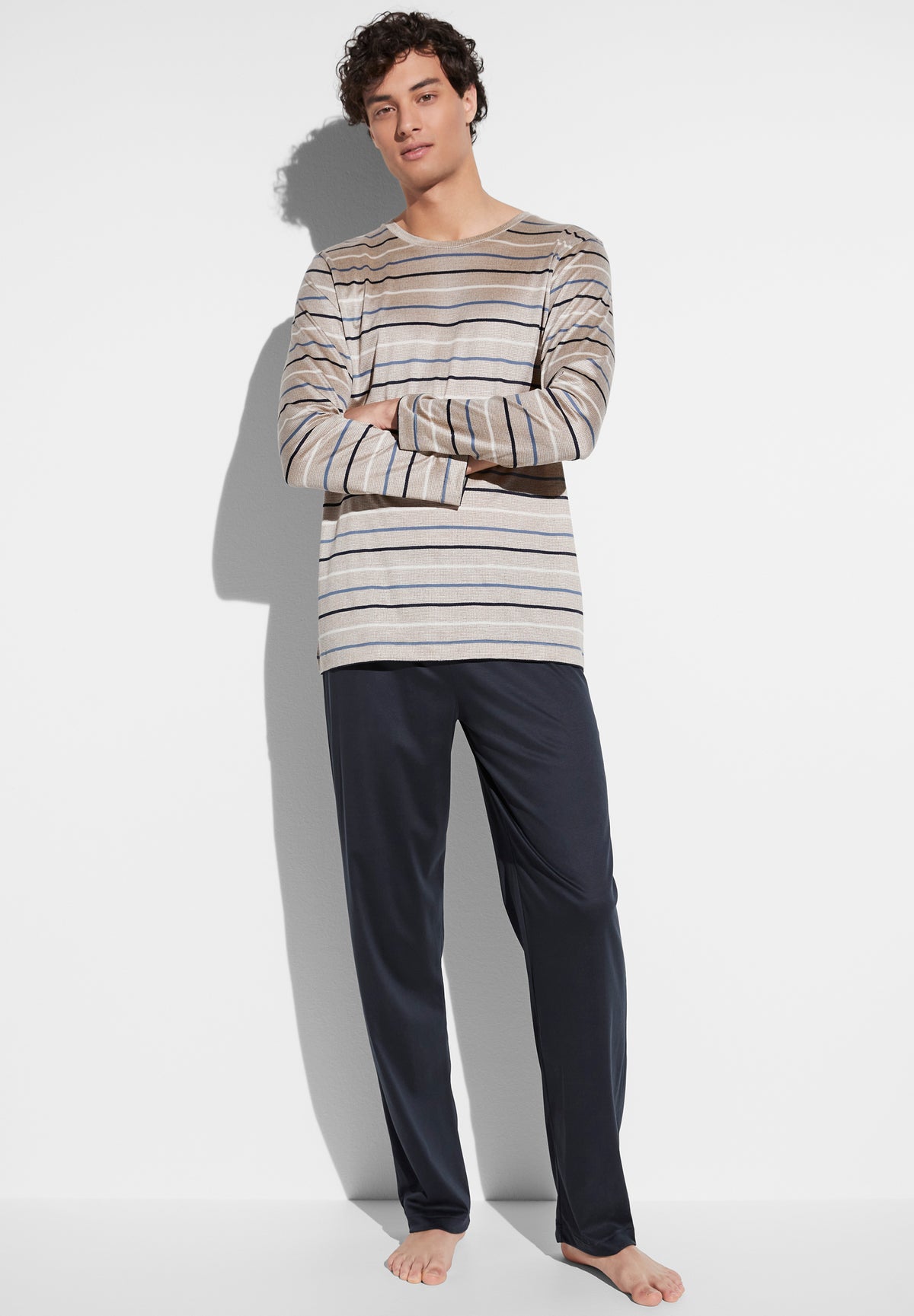 Silk/Cotton Stripes X Sea Island | Pyjama lang - teak