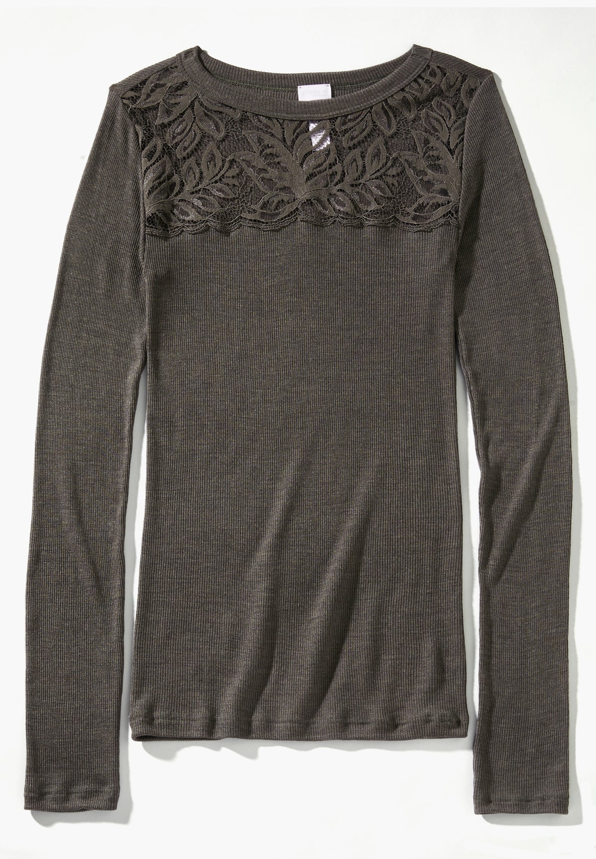 Wool &amp; Silk | T-Shirt Long Sleeve - black olive