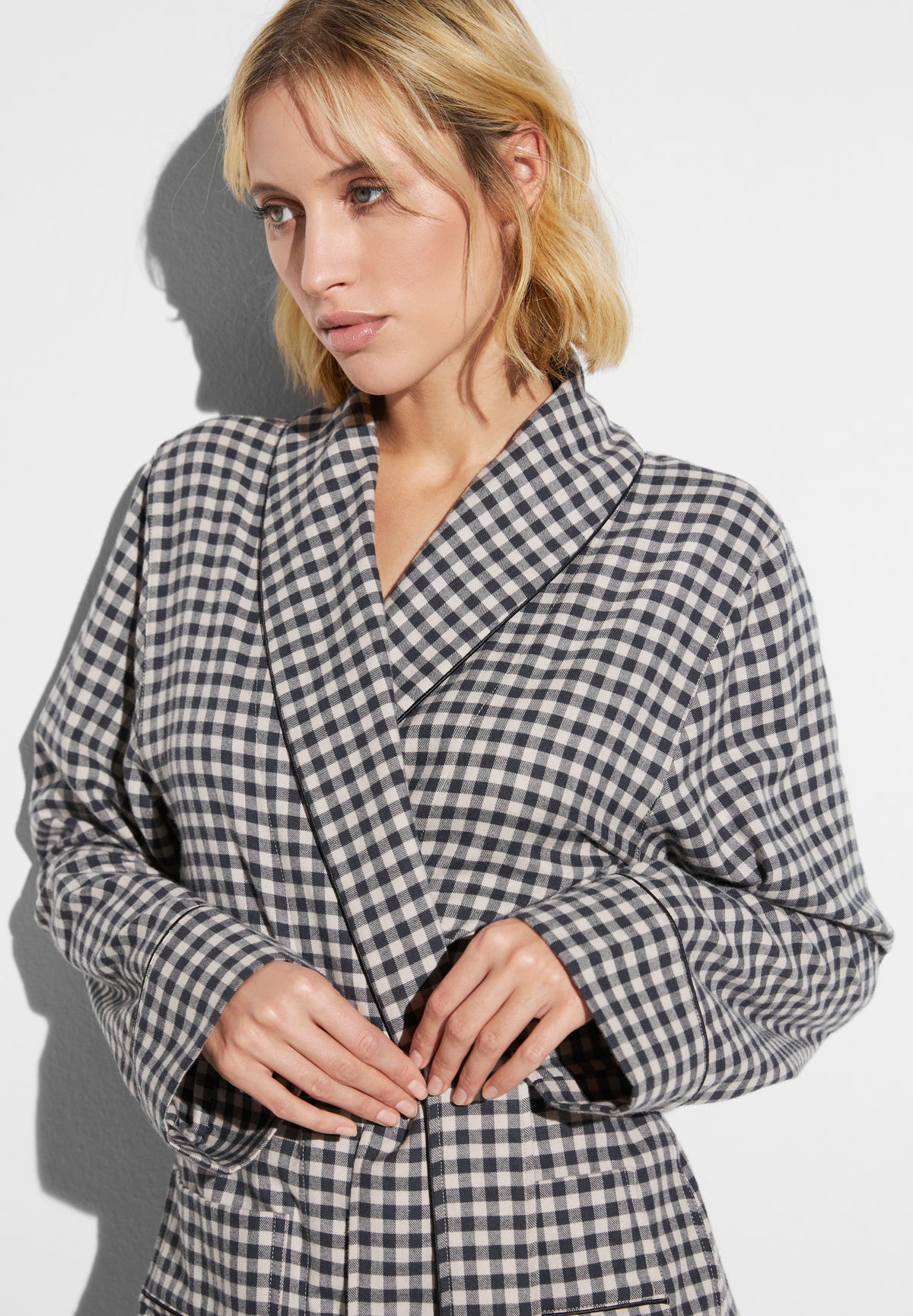 Cozy Flannel | Morgenmantel lang - oat check