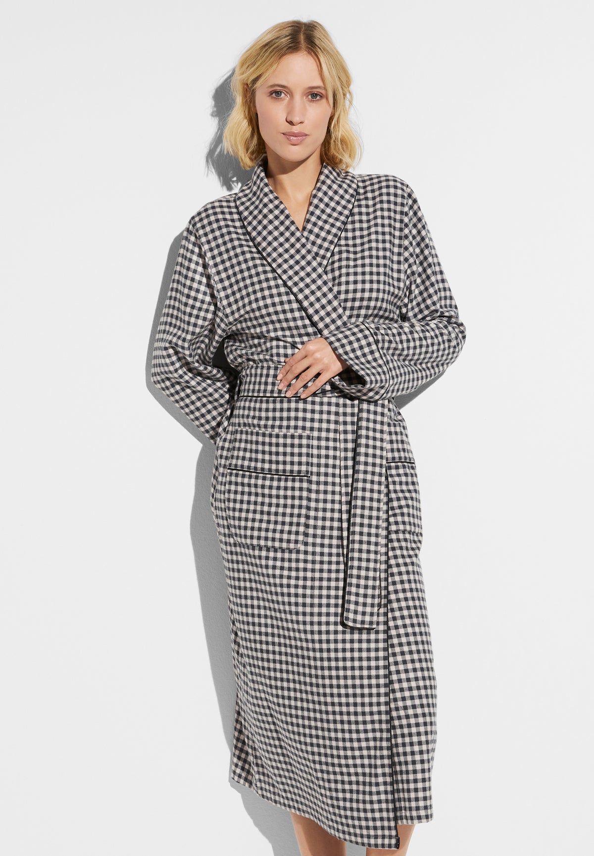 Cozy Flannel | Robe Long - oat check