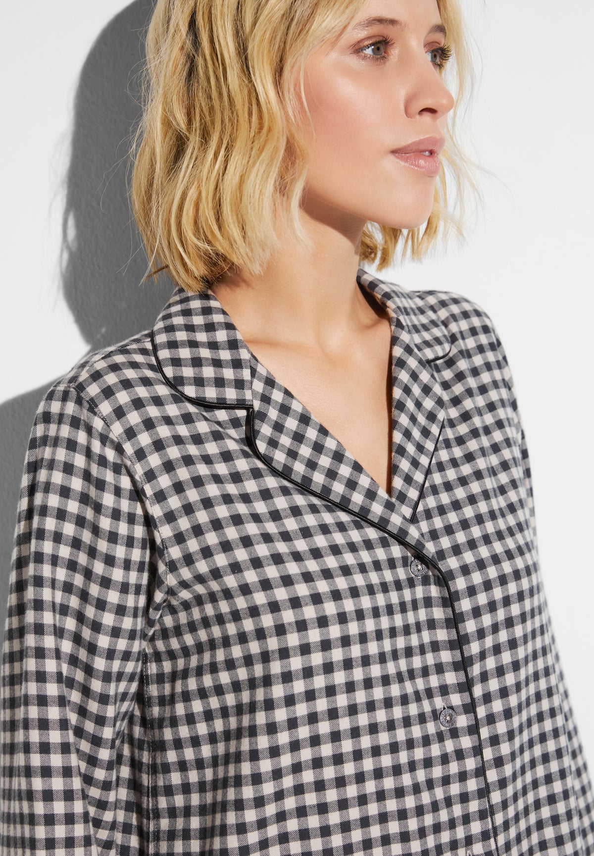 Cozy Flannel | Tee-shirt de nuit manches longues - oat check