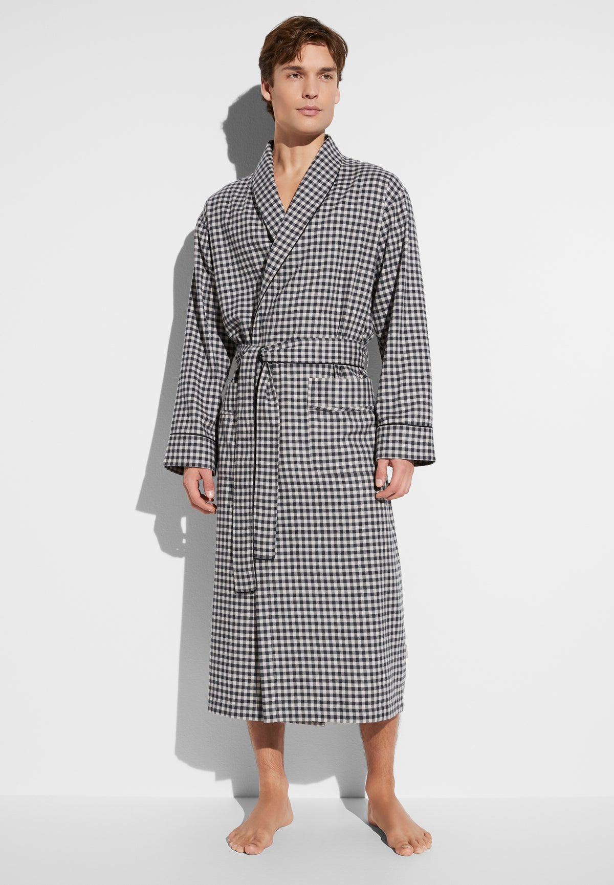 Cozy Flannel | Morgenmantel lang - oat check