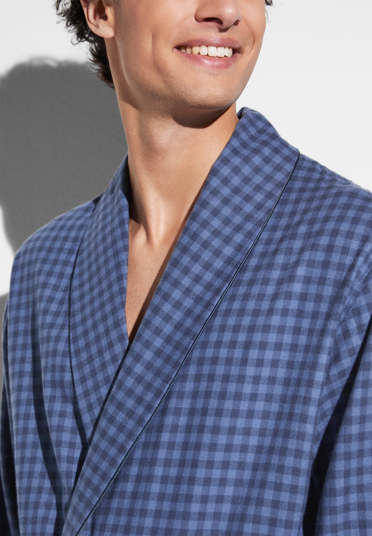 Cozy Flannel | Robe de chambre longue - blue check