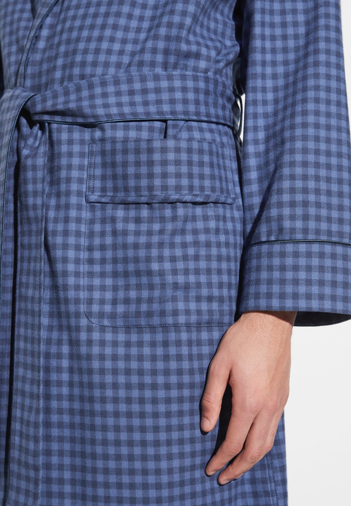 Cozy Flannel | Morgenmantel lang - blue check