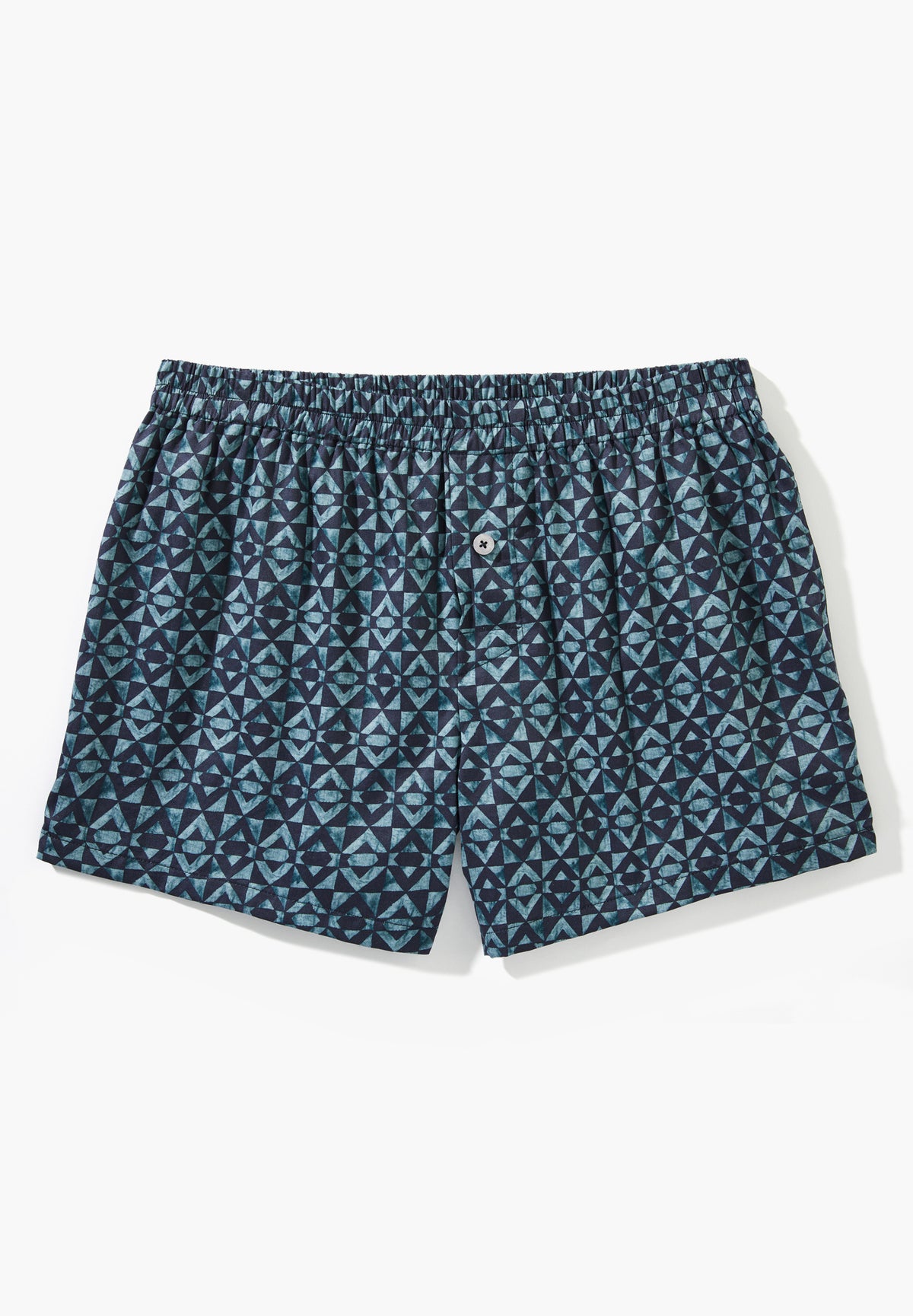 Cotton Sateen Print | Boxer Shorts - geo blues