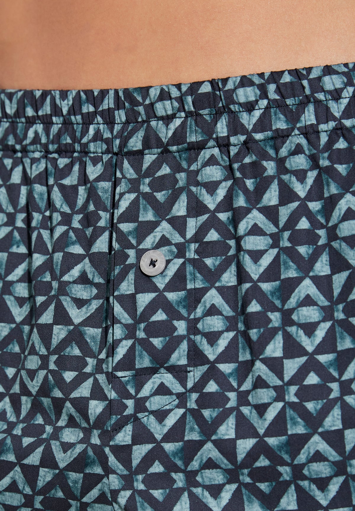 Cotton Sateen Print | Boxer Shorts - geo blues