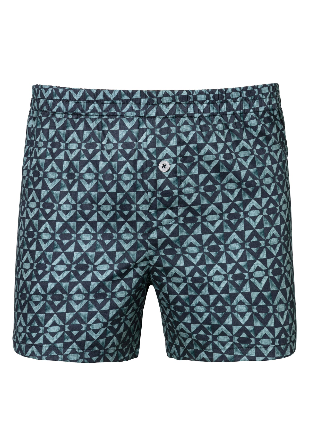 Cotton Sateen Print | Boxer Shorts - geo blues